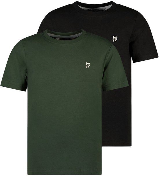 Tygo & Vito Jongens T-shirt Zwart/Donkergroen (Set van 2) Maat 170/176