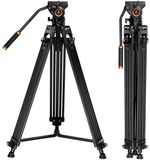 K&F Concept VA18 + VH081 video statief aluminium camera camcorder 184cm/8kg
