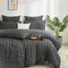TRANKIELO® - Housse de couette Seersucker 135x200 cm - Microfibre, gris rayé, respirant, avec fermeture éclair, 2 pièces