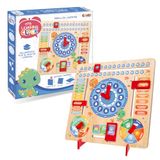CRAZE My Learning Clock Dino ENGLISCHE SPRACHE - Lernuhr Kinder Holz, Kalenderuhr zum Lernen für Kinder, Lerntafel Uhr Jahreszeiten Wanduhr