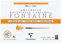 Clairefontaine 976019C Aan 4 zijden gelijmd blok Fontaine Extra Wit - 15 Vellen Extra Wit Aquarelpapier 100% Katoen Gesatineerde Korrel - Professionele Kwaliteit 26x18cm 300g