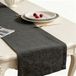 Chemin de table imitation lin anthracite - rectangulaire 40x160 cm