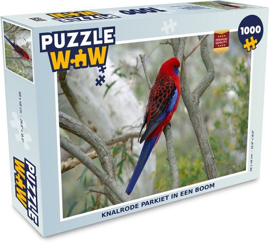 MuchoWow Puzzel Knalrode parkiet in een boom - Legpuzzel - Puzzel 1000 stukjes volwassenen