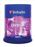 Verbatim DVD+R 4,7GB - 16x brandsnelheid, lange levensduur, krasbescherming, mat zilver, 100 Pack Spindle