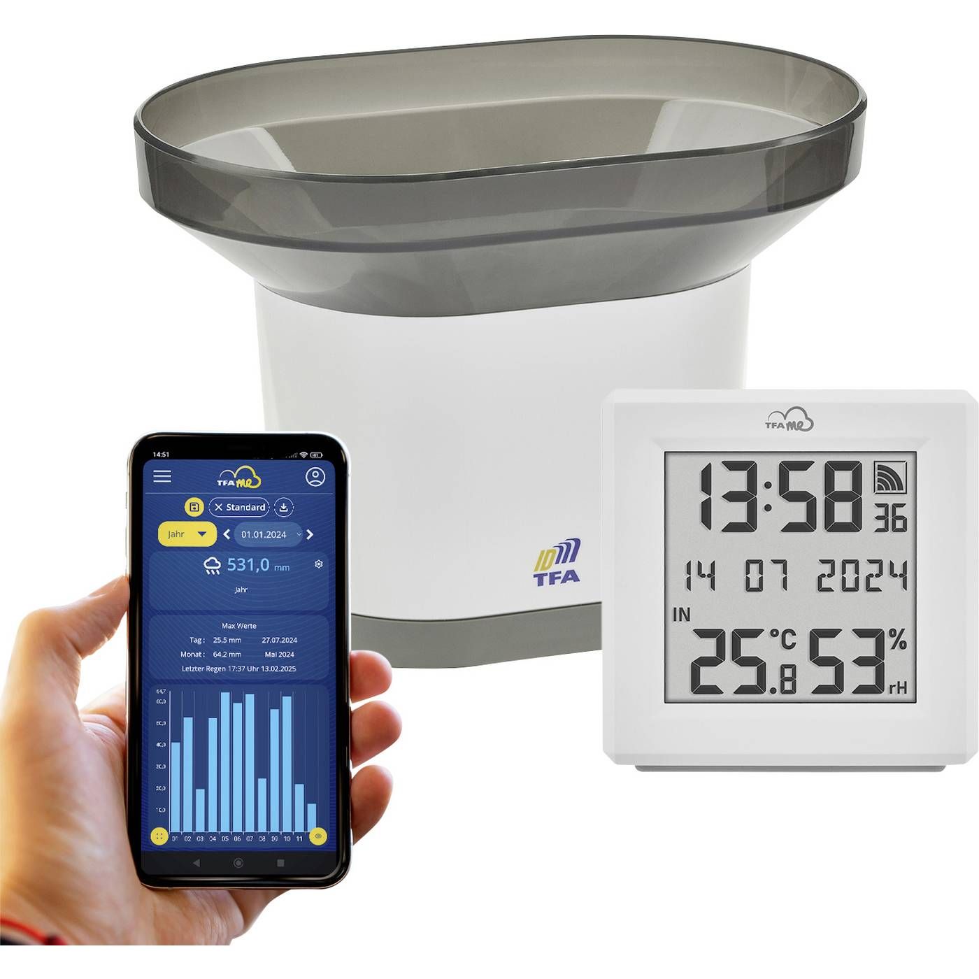 TFA Dostmann TFA.me Starterset Regenmeter en gateway, 35.8111
