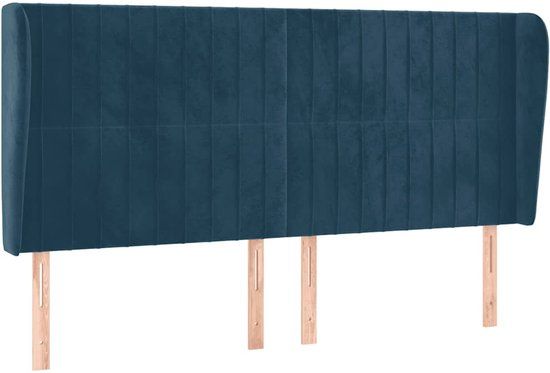 vidaXL Hoofdbord met randen 183x23x118/128 cm fluweel donkerblauw