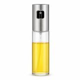 Merkloos Okado Olijfolie Sprayer 100 ml – RVS Olieverstuiver met Glazen Reservoir – Oliespuit voor Olijfolie, Azijn, Sojasaus, Salades, Pasta, BBQ en Keuken – Zilver