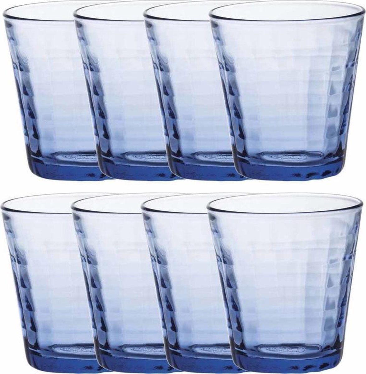 Duralex 12x Drinkglazen/waterglazen Prisme blauw 220 ml - Koffie/thee glazen Prisme 220 ml