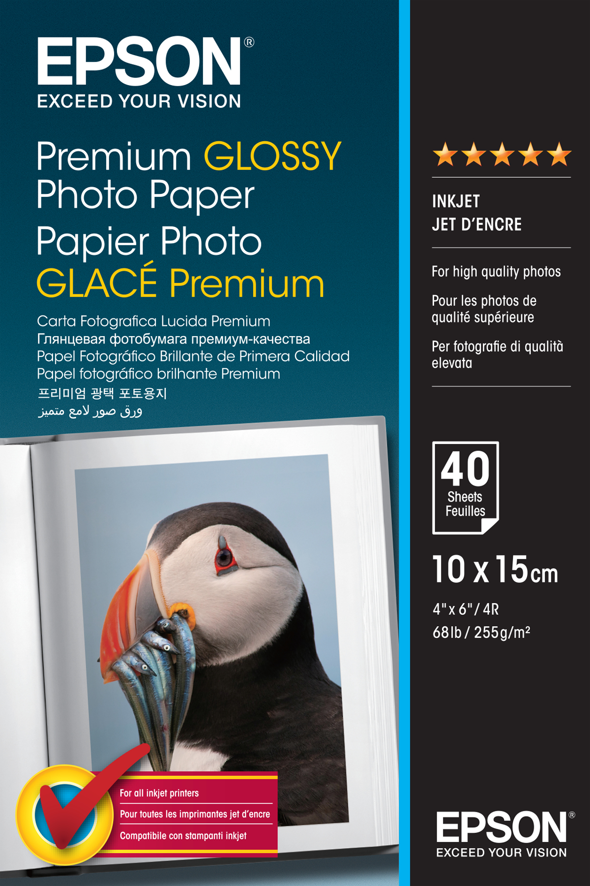 Epson Premium Glossy Photo Paper - 10x15cm - 40 Vellen