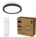 Philips Plafondlamp tout-en-un - 2-pack - Avec télécommande - 24W - Éclairage LED - Lumière blanc chaud à blanc froid ; 2700K à 6500K - 30 cm - Noir - Rond