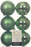 Decoris Kerstballen - 12x st - groen - D8 cm - kunststof - mat/glans - kerstversiering