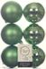Decoris Kerstballen - 12x st - groen - D8 cm - kunststof - mat/glans - kerstversiering