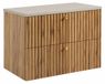 3xE living Armoire murale pour salle de bain 80 cm, chêne Craft Gold / plateau Cachemire, poignées dorées