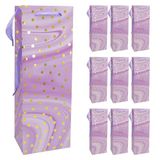 Idena 30383-10 - Fleszakjes Dot, 10 stuks, cadeauzakjes in de maat 12 x 9 x 35 cm, papieren zakjes in paars met gouden stippen