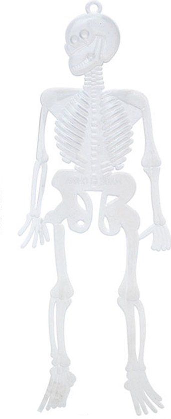 Atosa Halloween/horror thema hang decoraties - 6x stuks - skeletten - glow in the dark - 16 cm