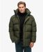 Superdry Middellange Sport Pufferjas met Capuchon Heren - Army Khaki Green - Maat S