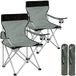 BAKAJI 1 paar opvouwbare campingstoelen met tas voor camping, zee, strand, vissen, van staal en polyester, met bekerhouder en smartphone (grijs)