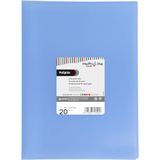 Grafoplás Map met transparante hoezen A4, lichtblauw, 20 polypropyleen hoesjes, folieformaat, flexibele omslag, multiline polypropyleen, perfect school- en kantoormateriaal