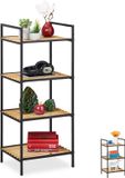 Merkloos Relaxdays opbergrek - bamboe & metaal - open rek - woonkamerrek - hal - 95x39x32.5 cm - bruin-zwart