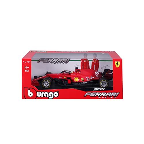 Burago - 1/18 Ferrari F1 2021 #Sainz - Model Car with Helmet - 16809S
