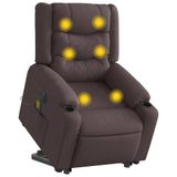 VidaXL Sta-op-massagestoel elektrisch verstelbaar stof donkerbruin