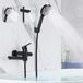 Unyqoos® Robinet de bain noir pour montage mural – Mitigeur monocommande avec bec pivotant de 21 cm (90°), douchette avec 3 jets, en acier inoxydable SUS304, ABS -30%
