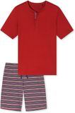 SCHIESSER Pyjama kort Heren Gestreept Rood 100% Katoen Maat 58