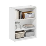 Furinno Gehry Boekenkast met 3 niveaus, boekenplank met verstelbare planken, wit