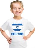 Bellatio Decorations Shoppartners Bv Israel Supporters t-shirt - kinderen - hartjes vlag - wit - korte mouwen - sport - kleding 122/128