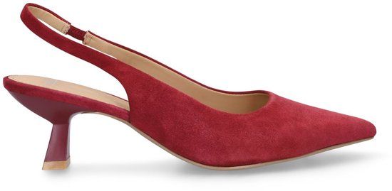 Manfield - Dames - Burgundy suède slingbacks - Maat 40