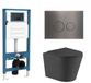 QeramiQ Dely Toiletset - réservoir encastré Qeramiq Flush - abattant fin - plaque de déclenchement métal gunmetal - boutons ronds - noir mat