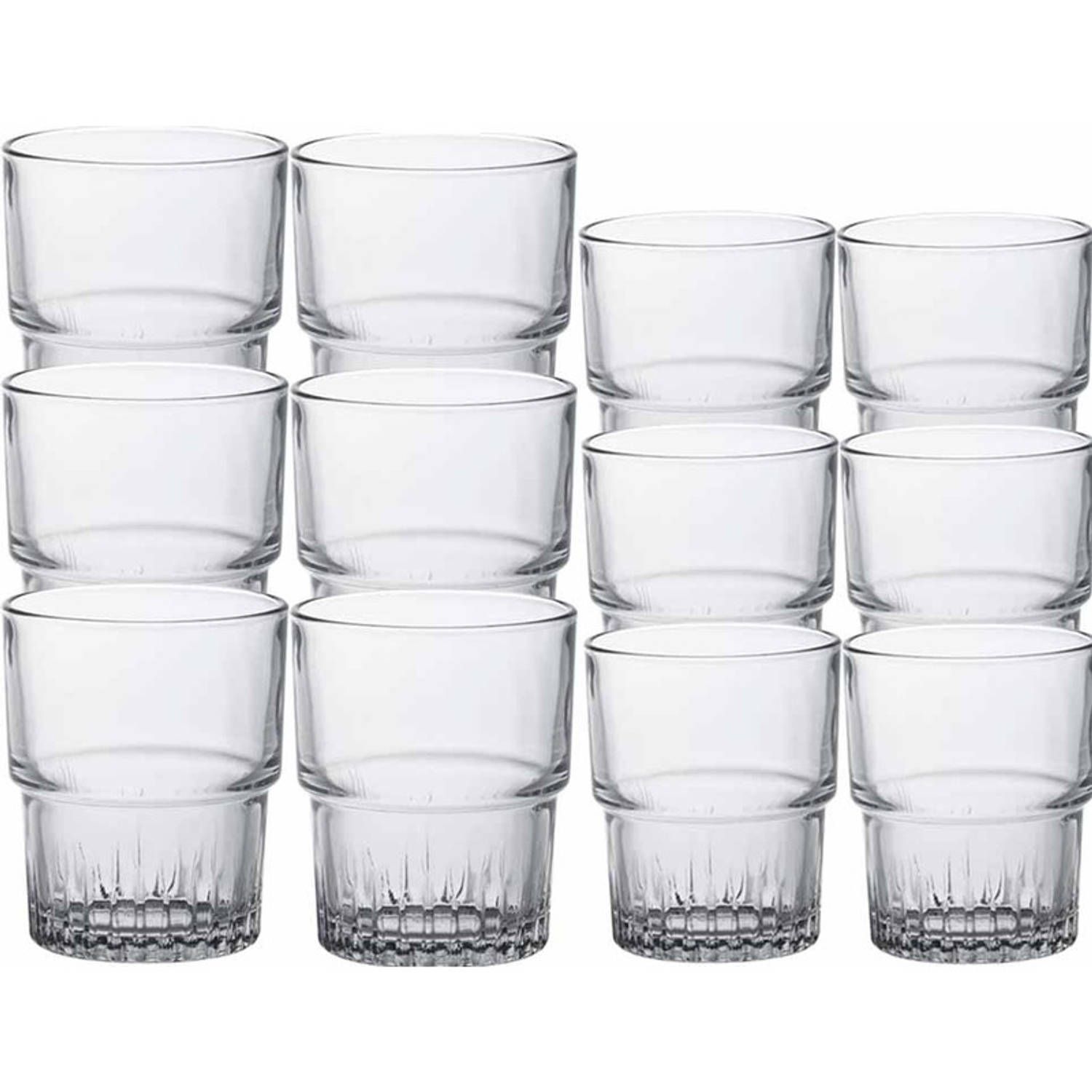 Duralex Empilable Koffie/espresso glazen set transparant 160/200 ml - 12-delig