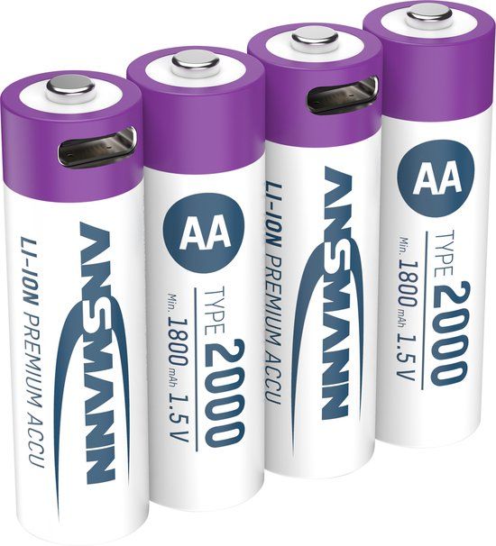 Ansmann Oplaadbare Batterij AA 1800 mAh - USB-C - 1 Stuk
