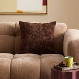 NOUS Living Raina vierkante viscose sierkussenhoes met panterprint 45x45 cm - donkerbruin