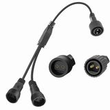 Merkloos Lichtsnoer Verdeler - 2-pins Splitter - Verlichting Uitbreiden - IP65 Waterdicht - 2-weg - Zwart