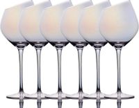 Intirilife 6x wijnglas met moderne rand - 470 ml inhoud en regenboogglans