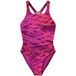 Speedo H-Boom Print Medalist 1P Meisjes - Chloorbestendig Badpak Meisjes met Print - Kleurvast Zwempak Meisjes - Sportbadpak Meisjes met Medalist-Bandjes - Roze/Roze - 140