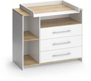 Vicco Oskar Luiertafel – 113 x 93 cm met 3 laden Eik wit/goud