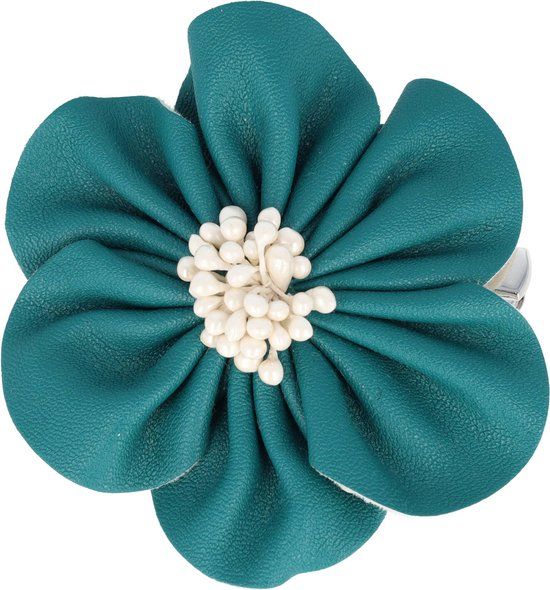 Groene haarklem van imitatieleer - 7,5 cm