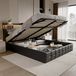 Boxspringbed - Lit deux personnes avec rangement - Mécanisme de levage hydraulique - Tête de lit avec éclairage LED - Revêtement en similicuir (PU) - 160 x 200 cm - Design moderne