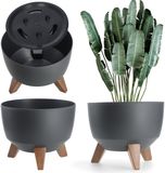 KADAX Bloempot van kunststof met drie insteeksteunen - Diameter 24 cm, Antraciet