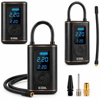 COIL Draadloze Luchtcompressor 150 PSI / 10 Bar – Elektrische Fietspomp & Autobandenpomp met LED-Lamp, LCD Display, Ingebouwde batterij: 2000 mAh 7,4 V, USB-C Oplaadbaar