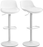 HOMCOM barkruk - Set van 2 - PU en staal - Wit