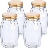 Zeller Voorraadpotten/bewaarpotten - 4x - 1.85L - glas - met beugelsluiting
