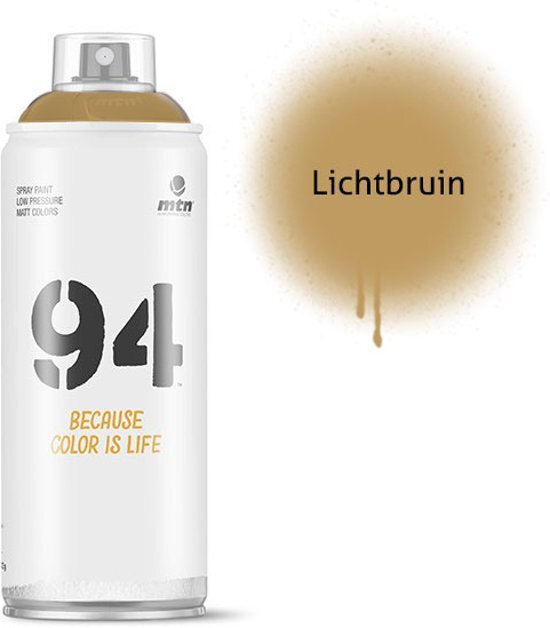 Montana-Colors 1x MTN94 spuitbus - 400ml spuitverf - Lichtbruin - Lage druk en matte afwerking - Spuitverf voor binnen en buiten gebruik voor vele doeleinden zoals klussen graffiti hobby en kunst