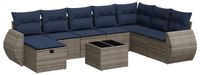 vidaXL 9-delige Loungeset met kussens poly rattan grijs