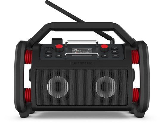 PerfectPro ROCKPRO Bouwradio - DAB+, FM, Bluetooth, Accu, AUX & USB - Zwart