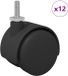 vidaXL Caster Zwart en Zilver 12 stuks