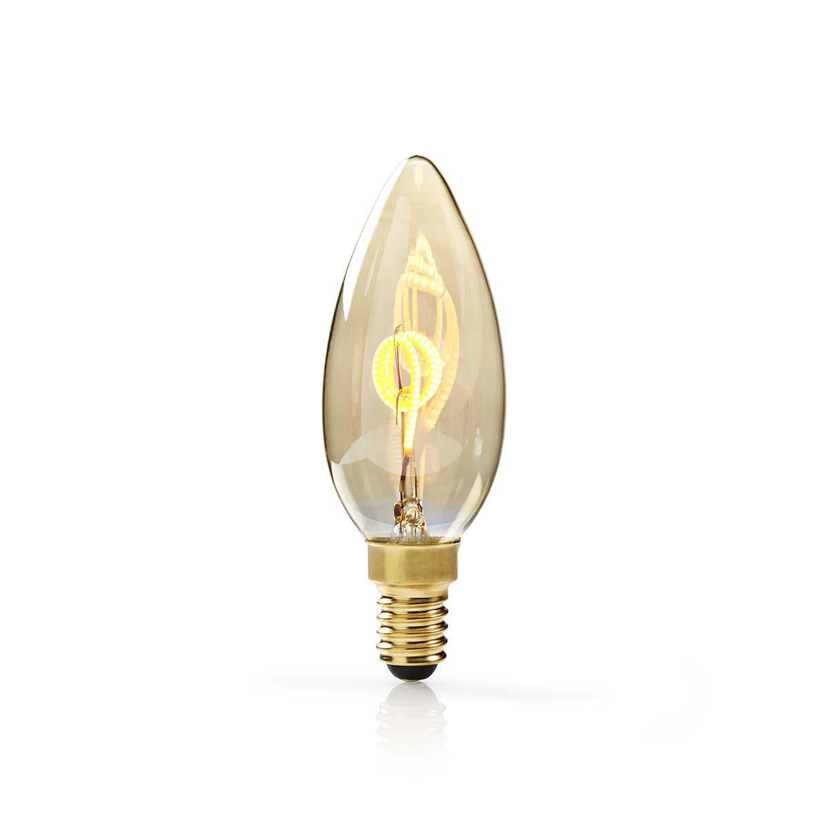 Nedis LED-Filamentlamp E14 - Kaars - 3W - 100lm - 2000K - Dimbaar - Warm Wit - Goud