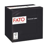Fato - Wegwerp papieren servetten, ideaal voor aperitief en cocktails, verpakking met 100 servetten, formaat 24 x 24 cm, gevouwen in 4, 2-laags, kleur zwart, papier 100% cellulose, FSC-gecertificeerd